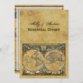 Antike Weltkarte, Not leidende BG V Probe Din Einladung (Vorne/Hinten)