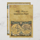 Antike Weltkarte, Not leidender BG V Abschluss Einladung (Vorne/Hinten)