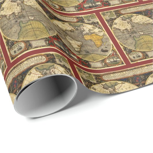 Antike Weltkarte Nr. 2 Geschenkpapier (Rolleneckpunkt)