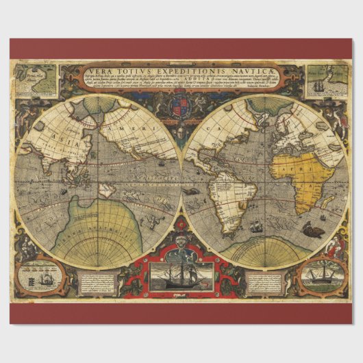 Antike Weltkarte Nr. 2 Geschenkpapier (Flach)