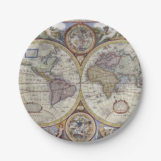 Antike Weltkarte Nr. 3 Pappteller (Vorderseite)