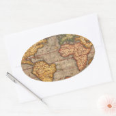 Antike Weltkarte Ovaler Aufkleber (Umschlag)