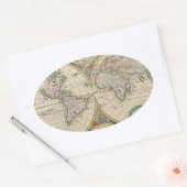 Antike Weltkarte Ovaler Aufkleber (Umschlag)