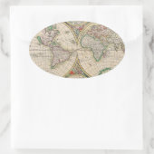 Antike Weltkarte Ovaler Aufkleber (Tasche)
