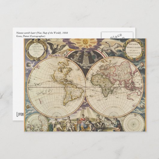 Antike Weltkarte, Postkarte (Vorne/Hinten)