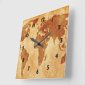 Antike Weltkarte Quadratische Wanduhr (Winkel)