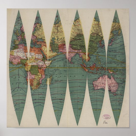 Antike Weltkarte Rand McNally 1891 Poster (Vorne)