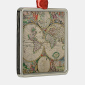Antike Weltkarte Silbernes Ornament (Rechts)