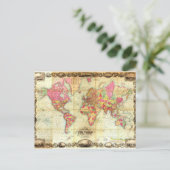 Antike Weltkarte Vintage Kartographie Postkarte (Stehend Vorderseite)