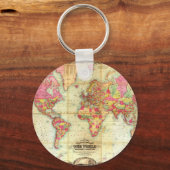Antike Weltkarte Vintage Kartographie Schlüsselanhänger (Vorderseite)