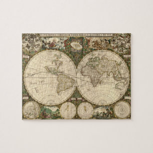 Antike Weltkarte von 1660 von Frederick de Wit Puzzle