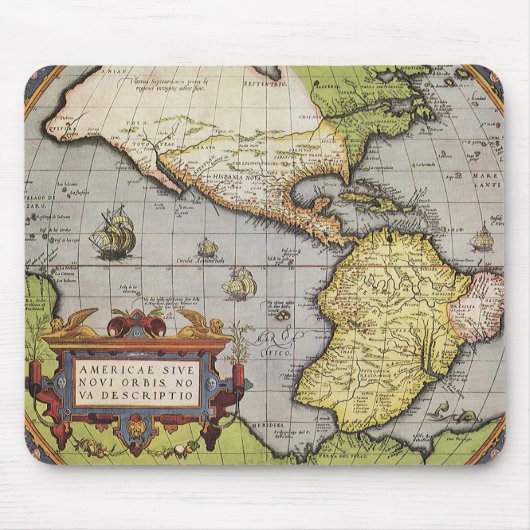 Antike Weltkarte von Amerika, 1570 Mousepad (Vorne)