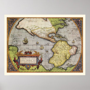 Antike Weltkarte von Amerika, 1570 Poster