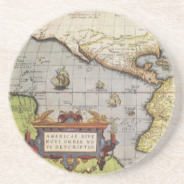 Antike Weltkarte von Amerika, 1570 Sandstein Untersetzer