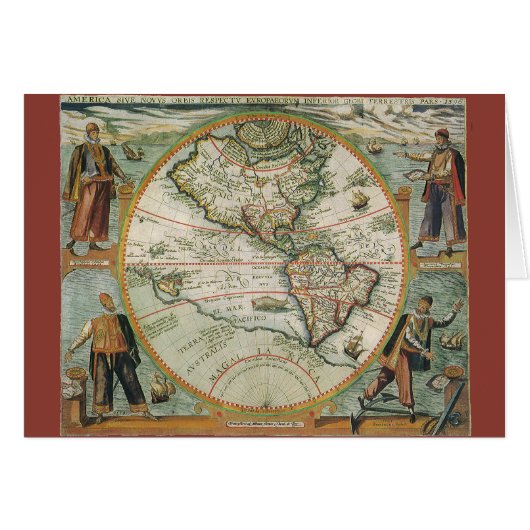 Antike Weltkarte von Amerika, 1597 (Vorderseite (Horizontal))