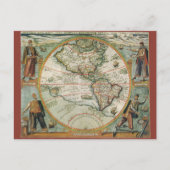 Antike Weltkarte von Amerika, 1597 Postkarte (Vorderseite)
