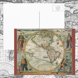 Antike Weltkarte von Amerika, 1597 Postkarte
