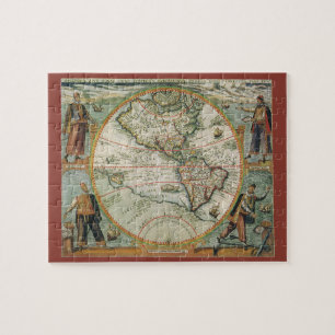 Antike Weltkarte von Amerika, 1597 Puzzle