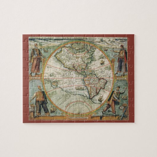 Antike Weltkarte von Amerika, 1597 Puzzle (Horizontal)