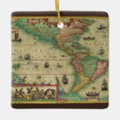 Antike Weltkarte von Amerika, 1606 Keramikornament (Vorderseite)