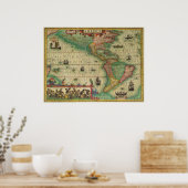 Antike Weltkarte von Amerika, 1606 Poster (Küche)