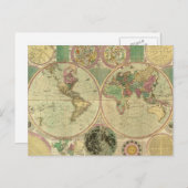 Antike Weltkarte von Carington Bowles, ca. 1780 Postkarte (Vorne/Hinten)