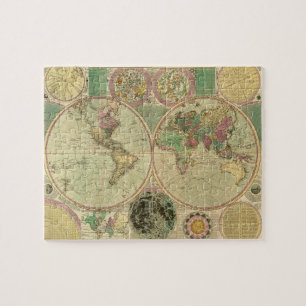 Antike Weltkarte von Carington Bowles, circa 1780 Puzzle