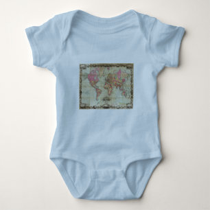 Antike Weltkarte von John Colton, ca. 1854 Baby Strampler