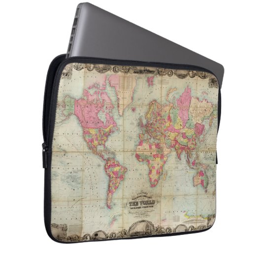 Antike Weltkarte von John Colton, ca. 1854 Laptopschutzhülle (Vorne Rechts)