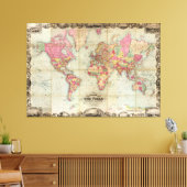 Antike Weltkarte von John Colton, ca. 1854 Leinwanddruck (Insitu (Wohnzimmer))