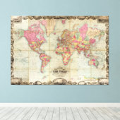 Antike Weltkarte von John Colton, ca. 1854 Leinwanddruck (Insitu (Holzboden))