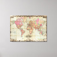 Antike Weltkarte von John Colton, ca. 1854