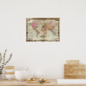 Antike Weltkarte von John Colton, ca. 1854 Poster (Küche)