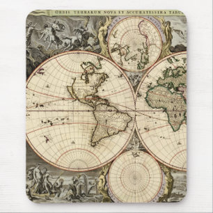 Antike Weltkarte von Nicolao Visscher, circa 1690 Mousepad