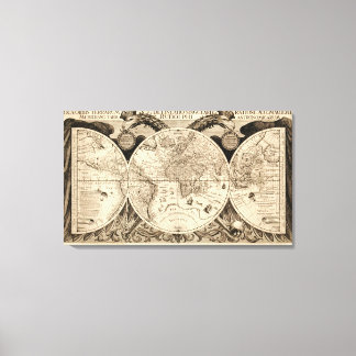 Antike Weltkarte von Philipp Eckebrecht - 1630 Leinwanddruck