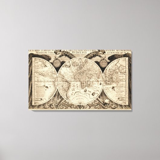 Antike Weltkarte von Philipp Eckebrecht - 1630 Leinwanddruck (Vorderseite)