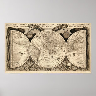 Antike Weltkarte von Philipp Eckebrecht - 1630 Poster
