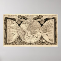Antike Weltkarte von Philipp Eckebrecht - 1630