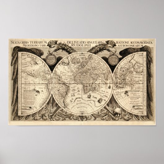 Antike Weltkarte von Philipp Eckebrecht - 1630 Poster (Vorne)