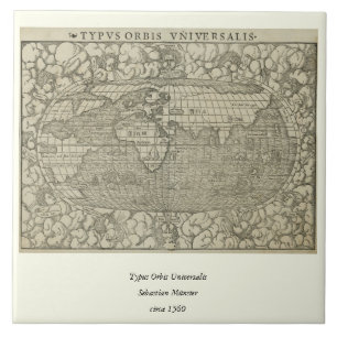 Antike Weltkarte von Sebastian Münster um 1560 Fliese