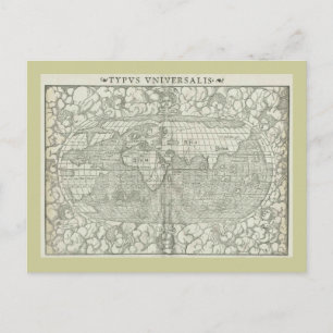 Antike Weltkarte von Sebastian Münster um 1560 Postkarte