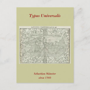 Antike Weltkarte von Sebastian Münster um 1560 Postkarte