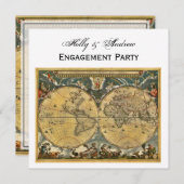 Antike Weltkarte, weiße BG-SQ-Verlobung Einladung (Vorne/Hinten)