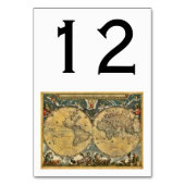 Antike Weltkarte, weiße BG-Tischnummer Tischnummer (Rückseite)