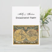 Antike Weltkarte, Weiße BG V Verlobung Einladung (Stehend Vorderseite)