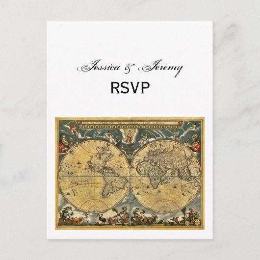 Antike Weltkarte, weißes BG-UAWG Einladungspostkarte (Vorderseite)