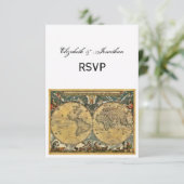 Antike Weltkarte, weißes BG-UAWG RSVP Karte (Stehend Vorderseite)