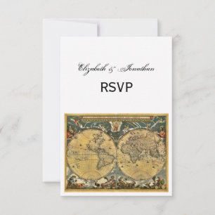 Antike Weltkarte, weißes BG-UAWG RSVP Karte