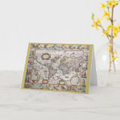 Antike Weltkartegrußkarte Karte (Gelbe Blume)