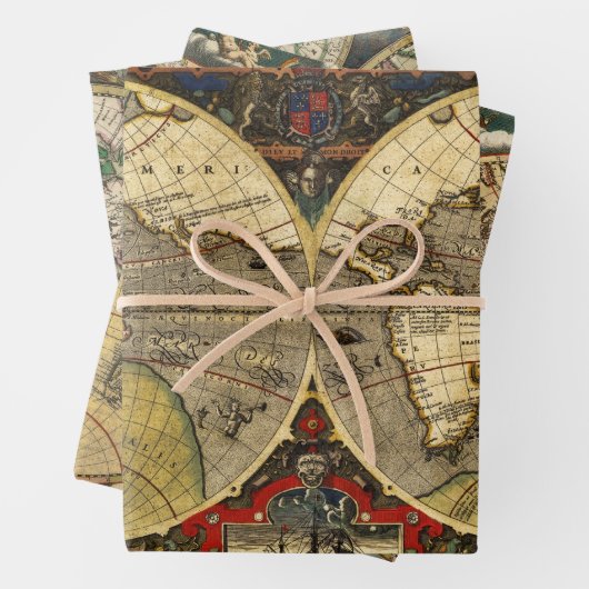 Antike Weltkarten Geschenkpapier Set (Beispiel)
